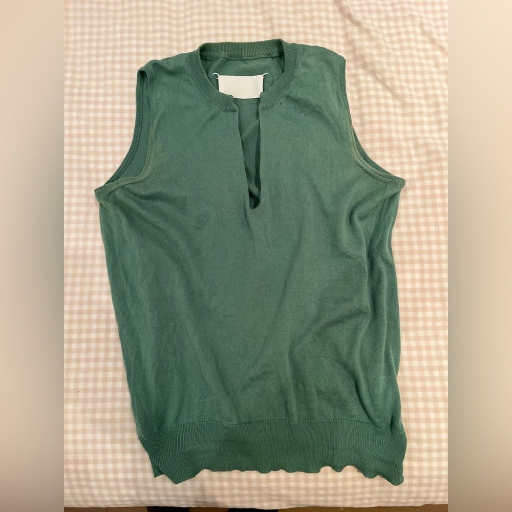Emerald Green Sleeveless Knit Top 100% cotton